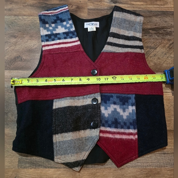 Vintage In Style New York Women’s Aztec Western Wool Blend Tie-Back Vest M - Picture 5 of 6